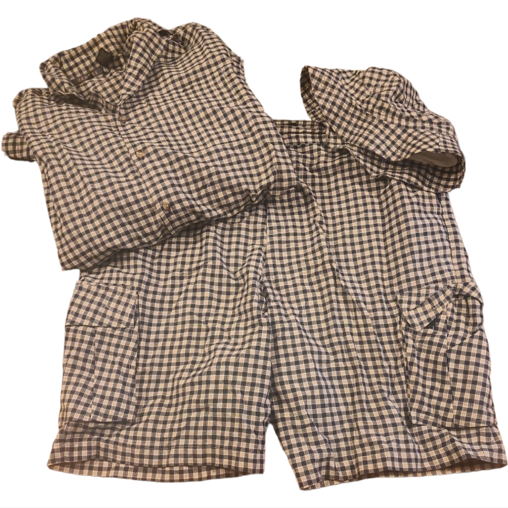Plaid Shorts Shirt and Hat Set Sz XL